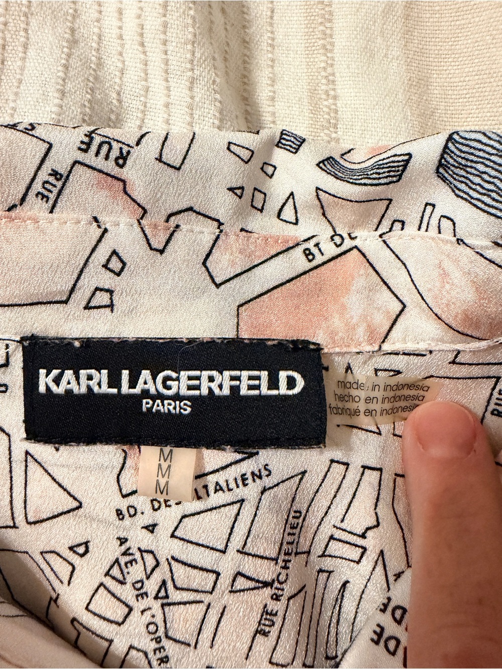 Karl Lagerfeld Paris Paris Map Print Blouse Size M - Picture 11 of 11